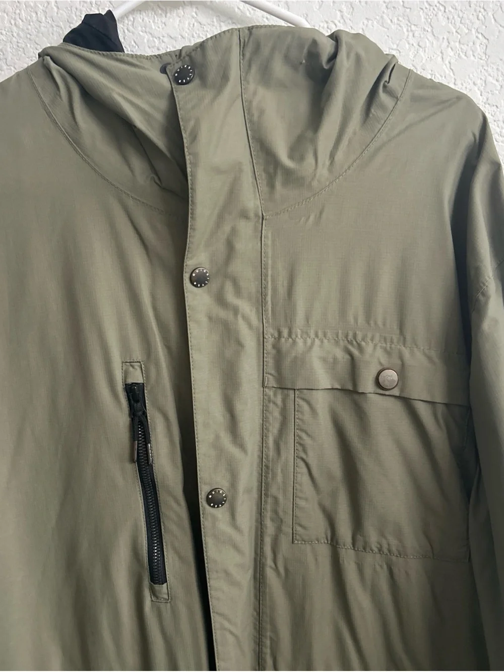 Quiksilver Olive Green Hooded Ski Jacket with Camo Hem